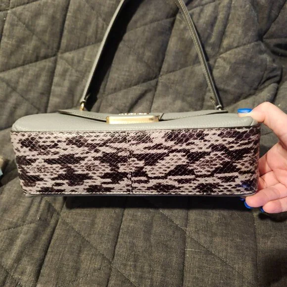 COACH New Shoulder Bag- Snakeskin Print and Dove Grey Leather - Picture 2 of 7